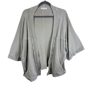 Gilded Intent Tan Terry Cloth Open Slouchy Oversized Relaxed Sleeve Sweatshirt M